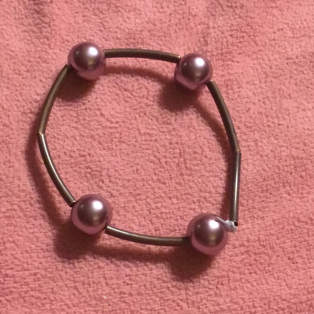 Light Purple Pearl and Copper Love Bracelet